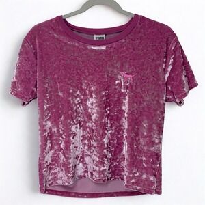 Victoria Secret PINK Woman's Velvet Crop Top Size Medium Crushed Velvet Pink